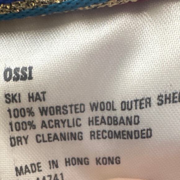 Ossi Ski Wear Wool Ski Hat Black Cream Worsted Wool Acrylic Headband One Size - Picture 5 of 5